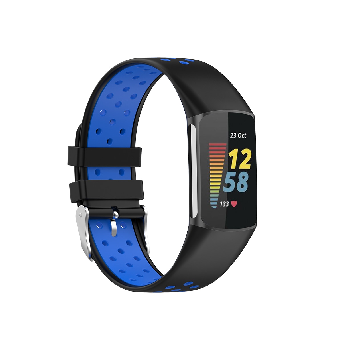 Silikonearmbånd Sport Fitbit Charge 5 sort/blå