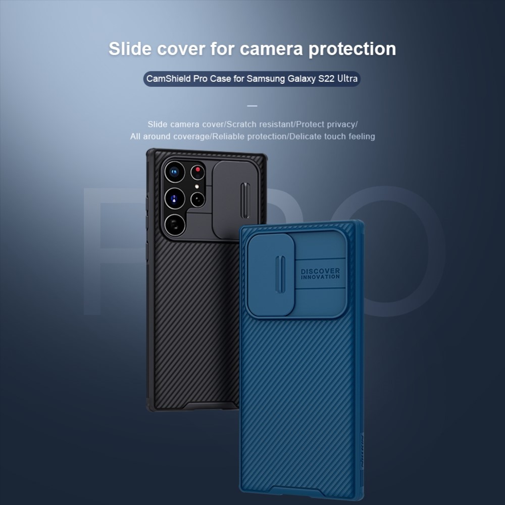 CamShield Cover Samsung Galaxy S22 Ultra blå