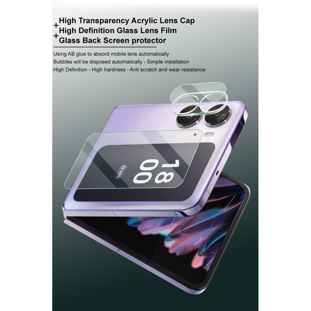 Hærdet Glas Linsebeskytter + Skærmbeskytter Oppo Find N2 Flip Gennemsigtig