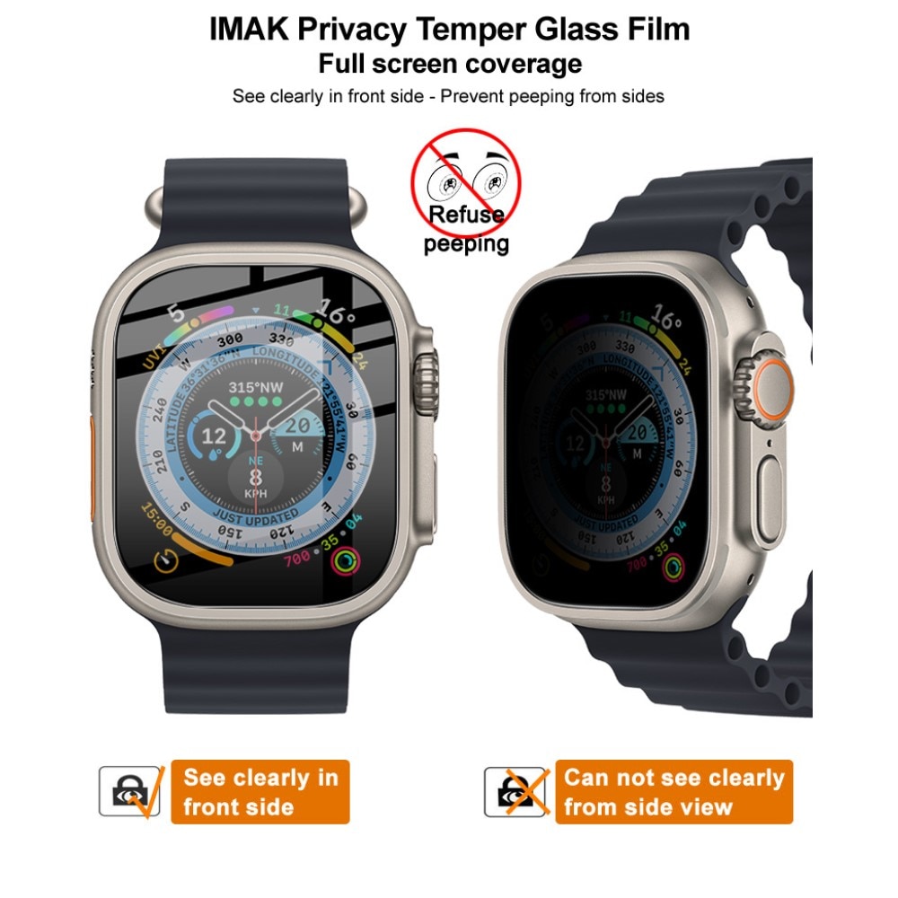Privacy Hærdet Glas Skærmbeskytter Apple Watch Ultra 2 49mm