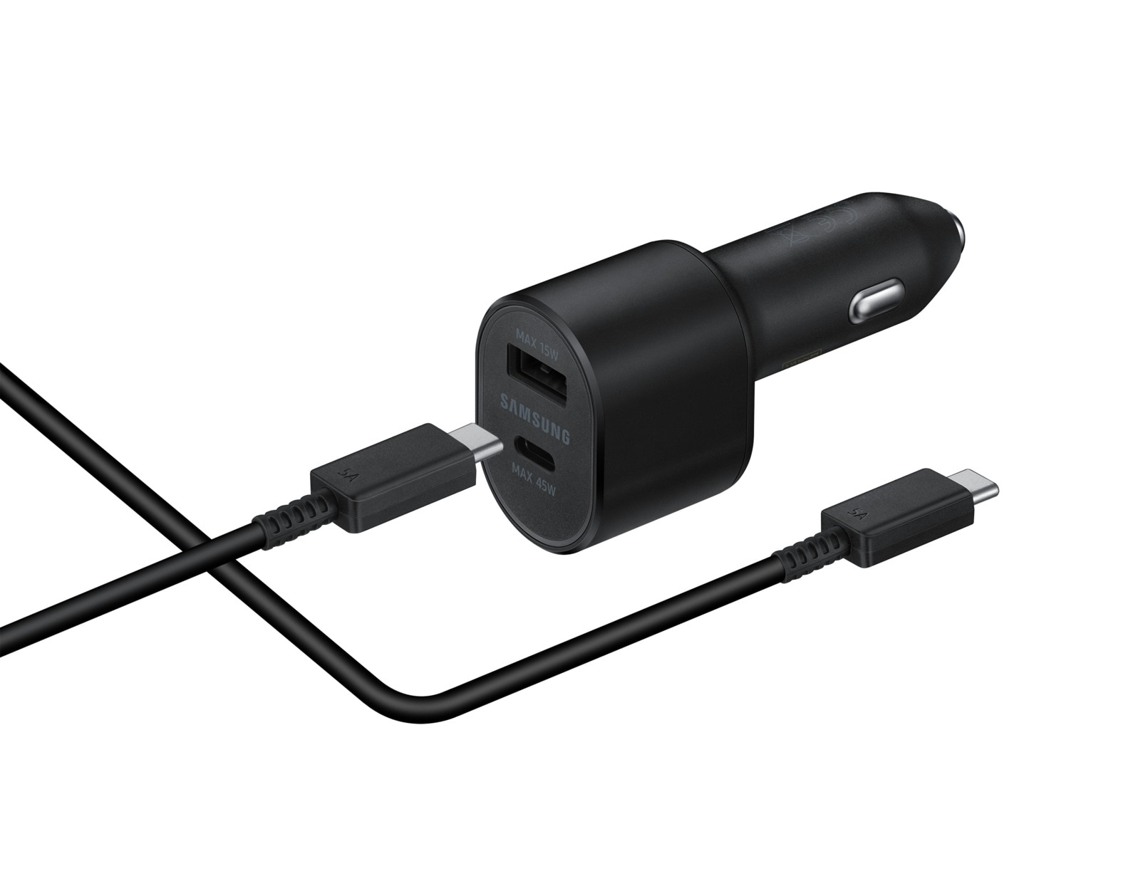 Super Fast Dual Car Charger USB-C + USB-A  (45W+15W) sort