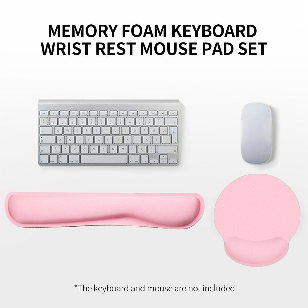 Håndledsstøtte til tastatur og musemåtte lyserød