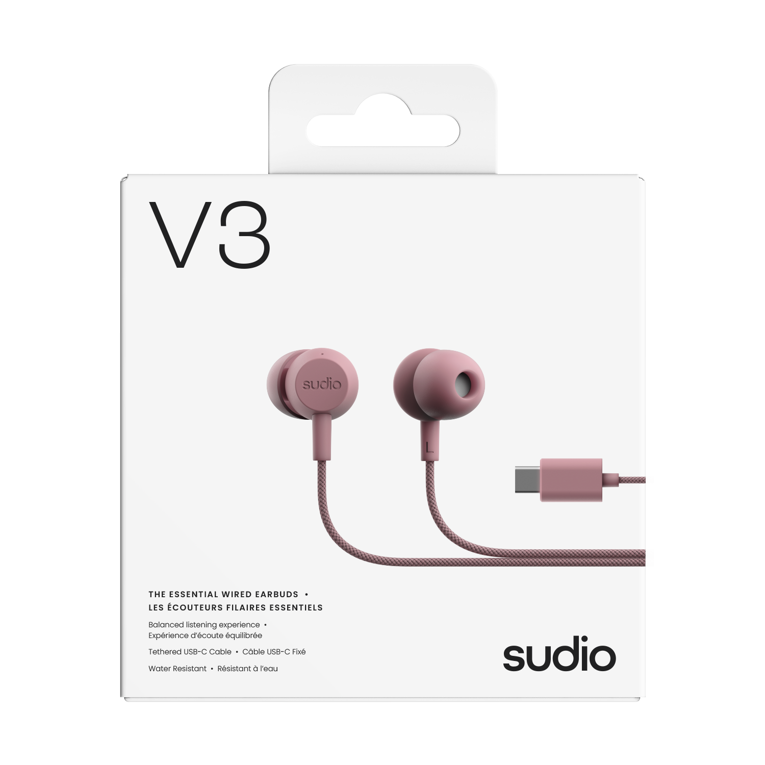 V3 Kablede hovedtelefoner USB-C Lyserød