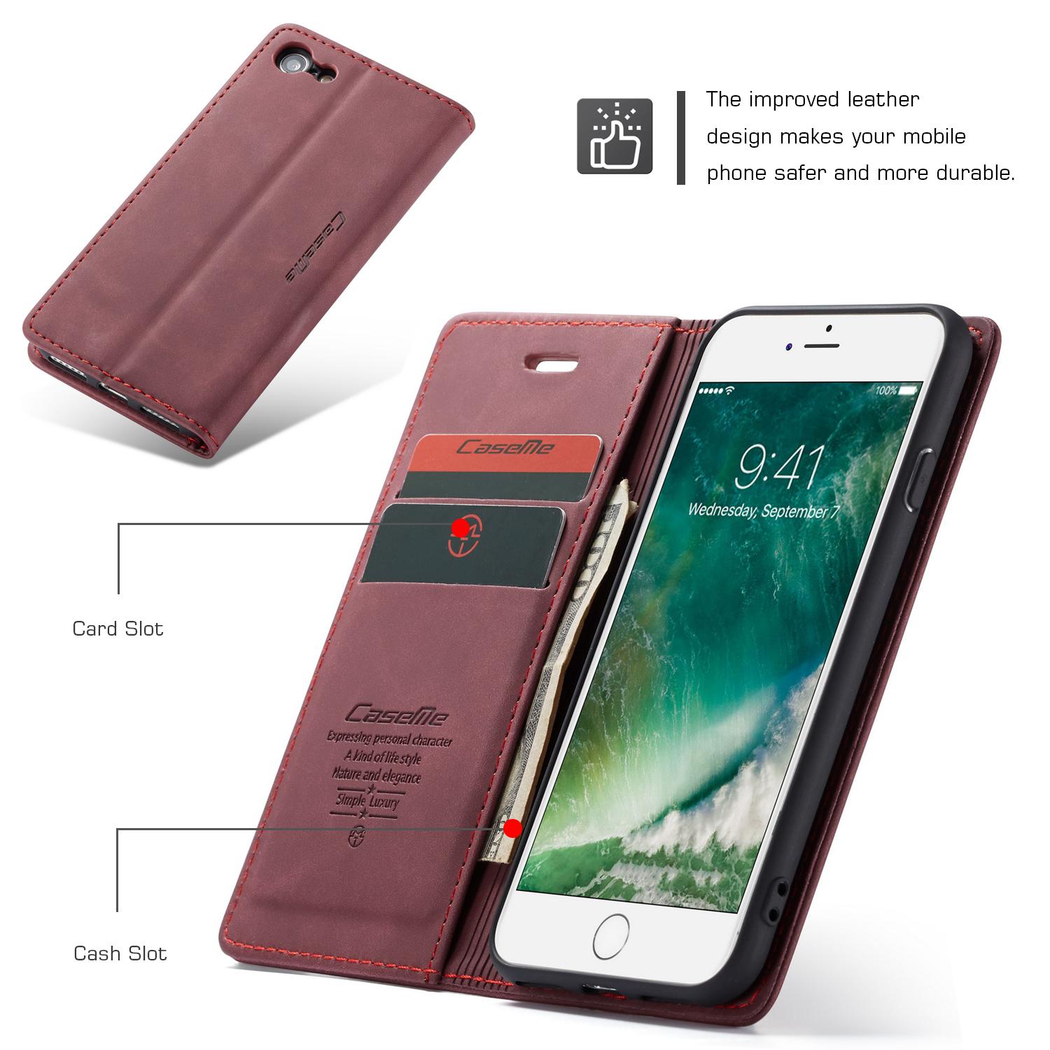 Slim Pung Etui iPhone 7/8/SE rød