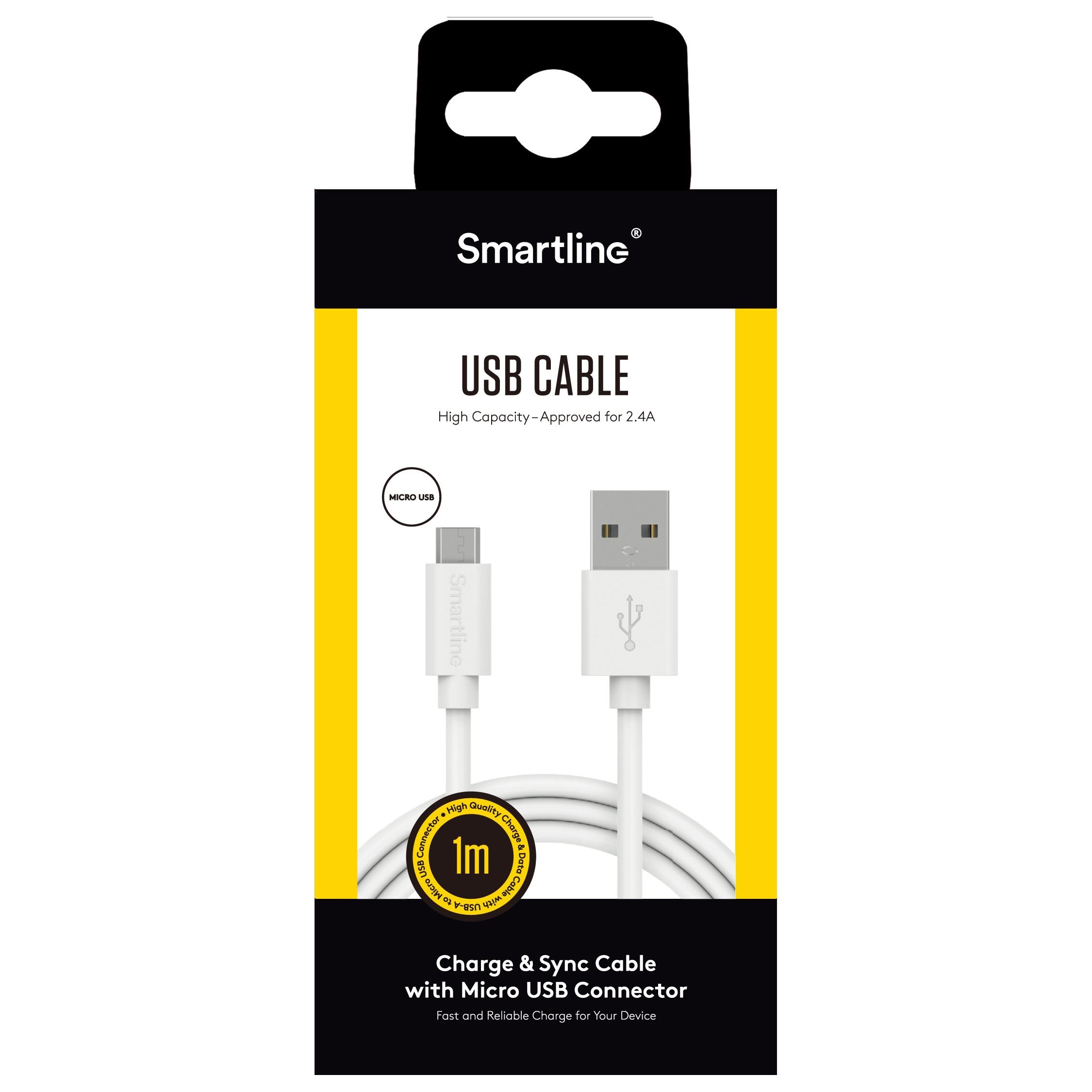 USB Cable MicroUSB 1m hvid