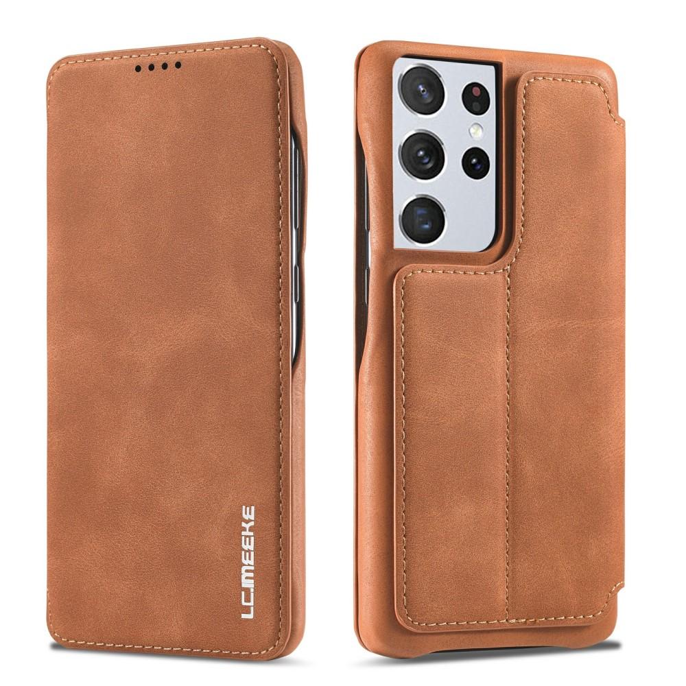 Slim Tegnebogsetui Samsung Galaxy S21 Ultra Cognac