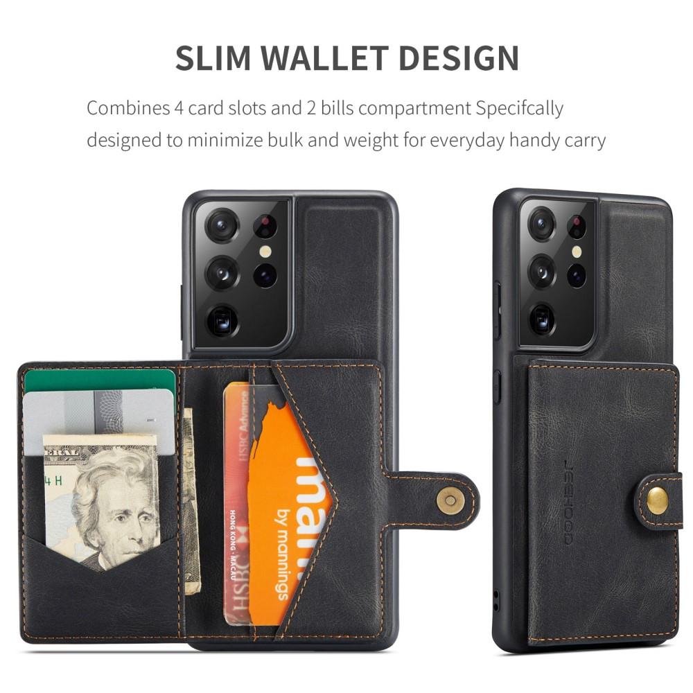 Magnetic Wallet Card Case Galaxy S21 Ultra Black