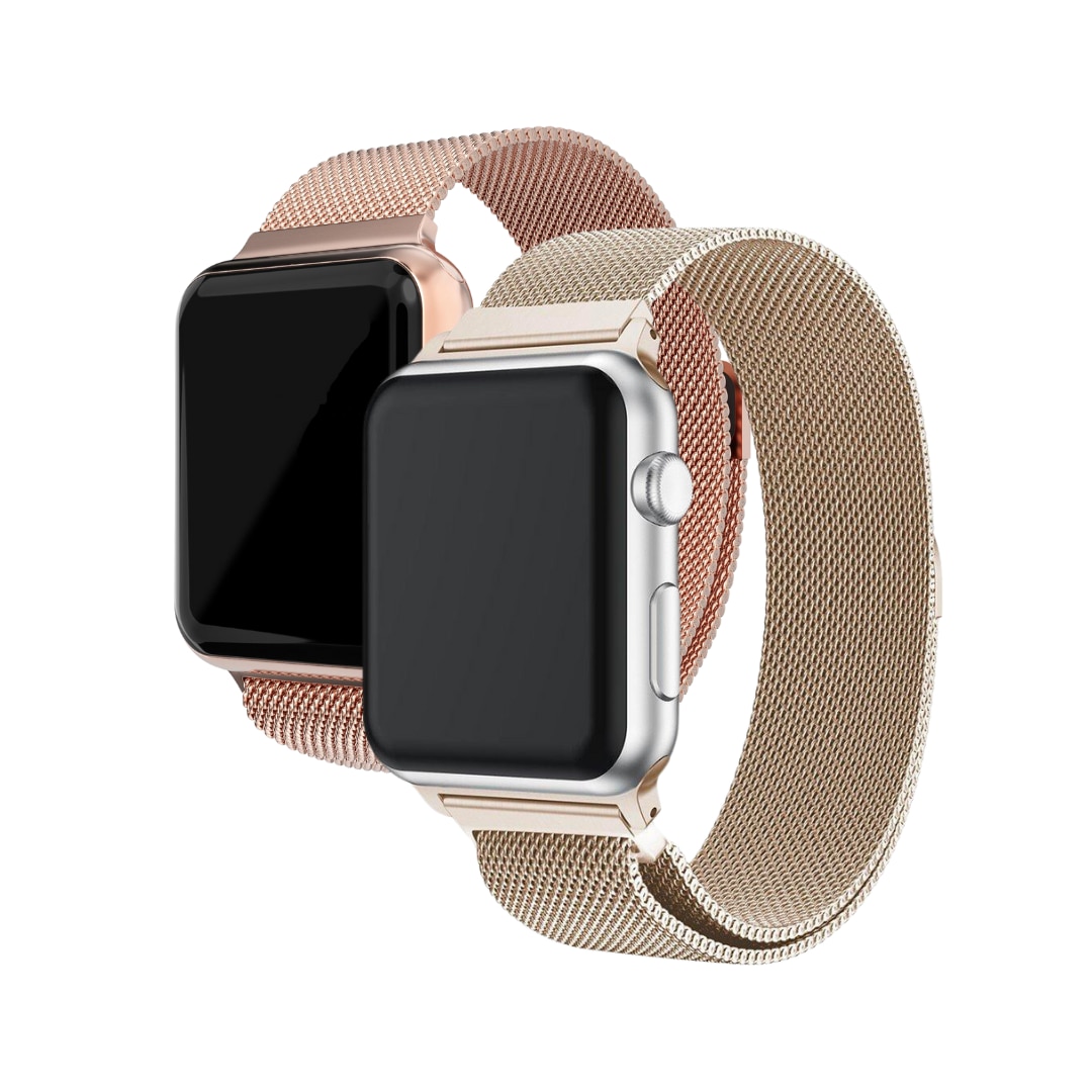 Apple Watch SE 44mm Sæt Armbånd Milanese Loop champagne guld & rose guld