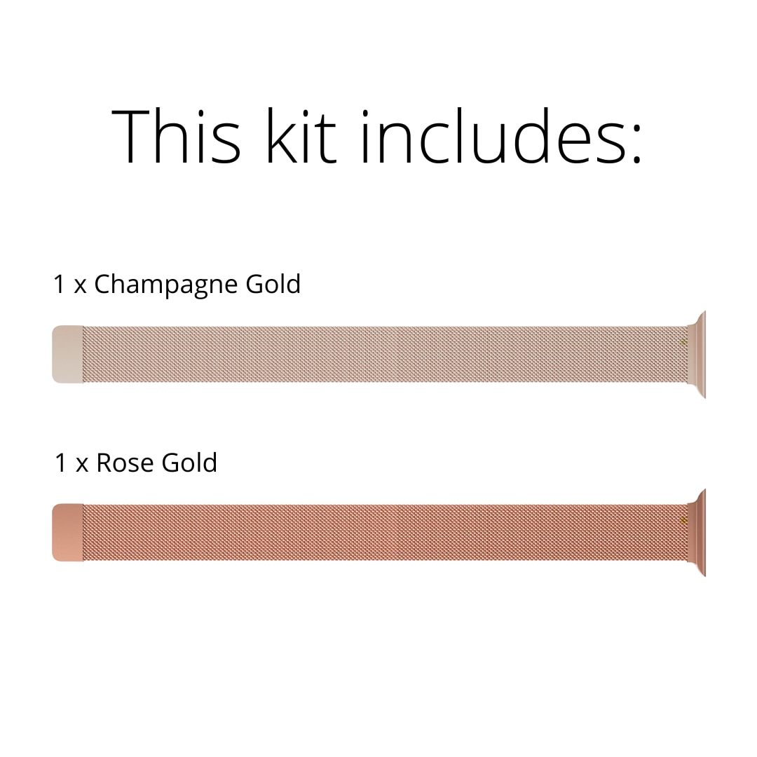 Apple Watch SE 44mm Sæt Armbånd Milanese Loop champagne guld & rose guld