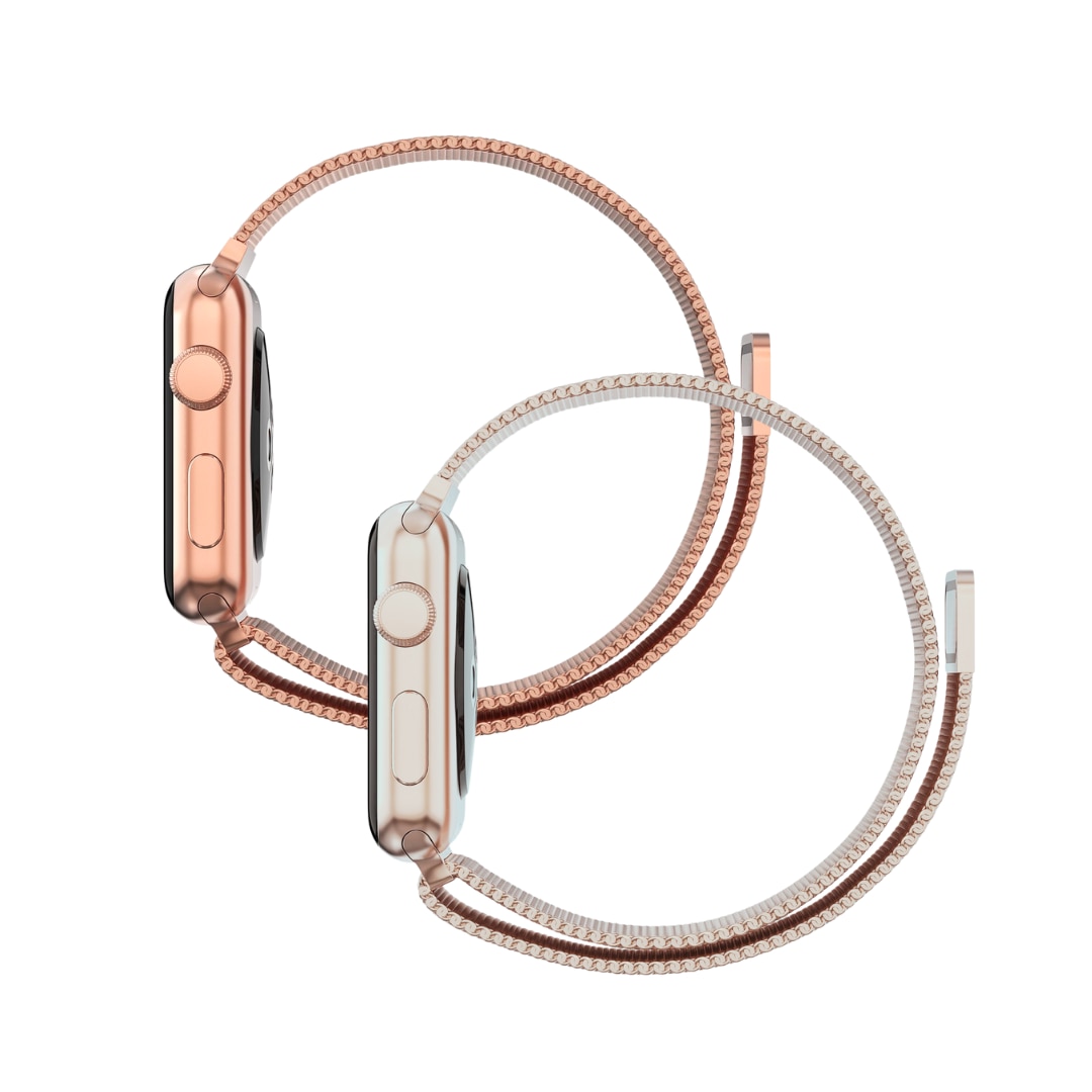 Apple Watch SE 44mm Sæt Armbånd Milanese Loop champagne guld & rose guld