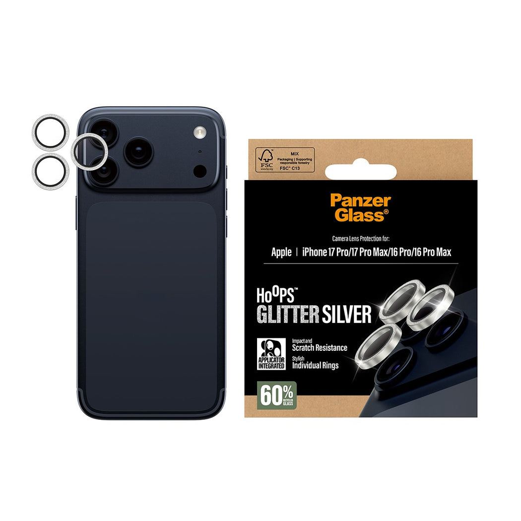iPhone 16 Pro Hoops Camera Lens Protector Glitter Silver