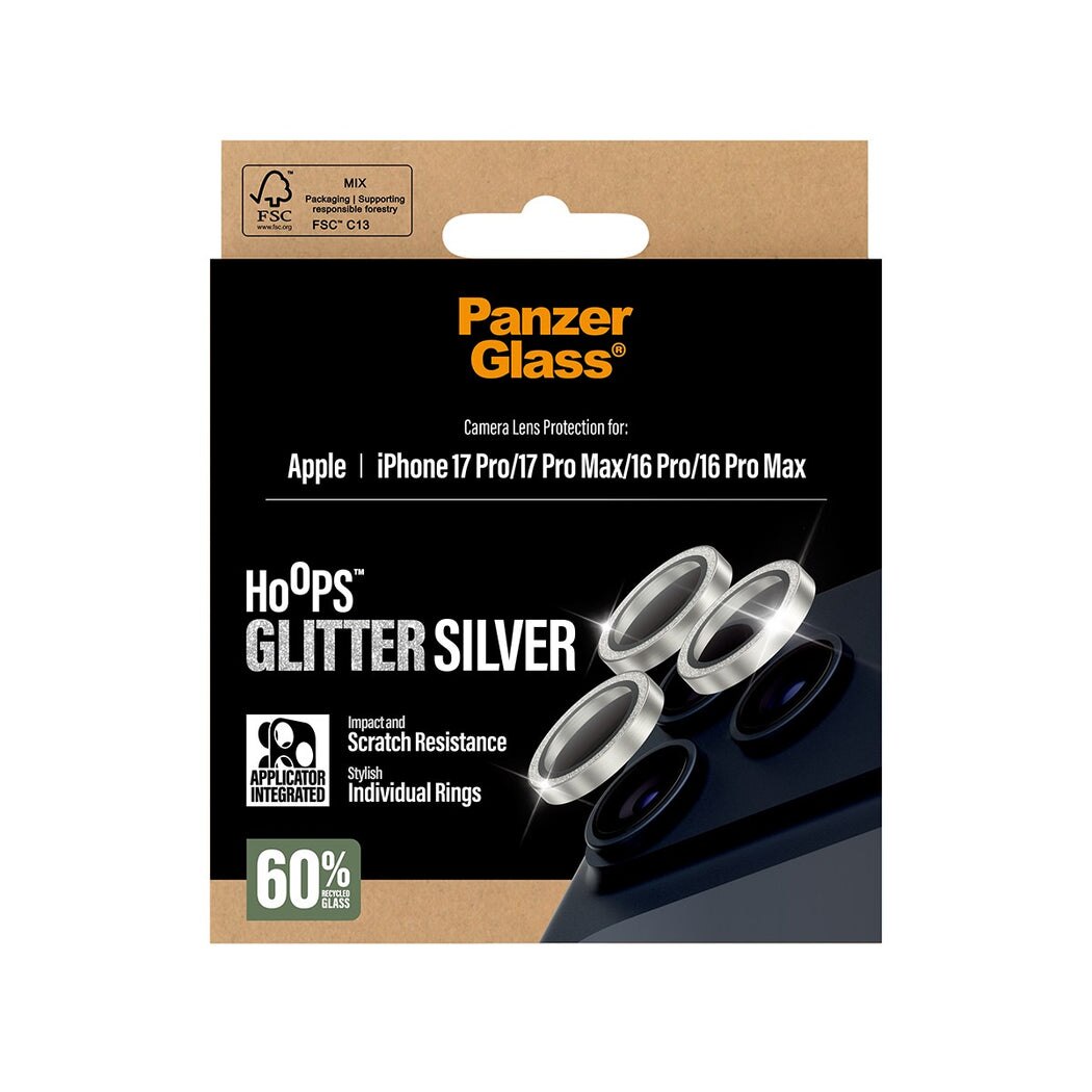 iPhone 16 Pro Hoops Camera Lens Protector Glitter Silver