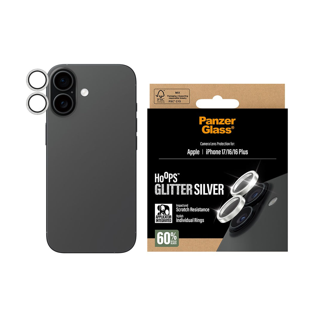 iPhone 16 Hoops Camera Lens Protector Glitter Silver