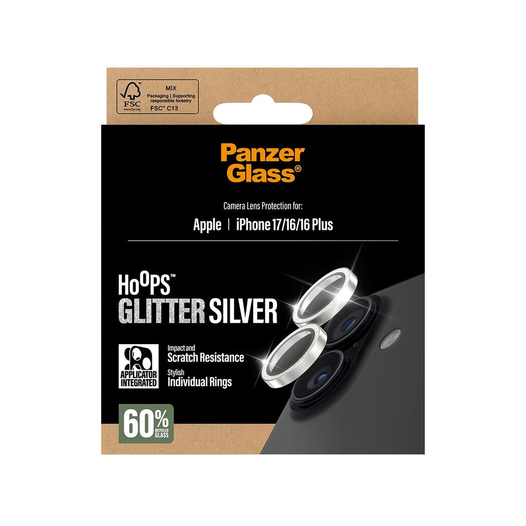 iPhone 16 Hoops Camera Lens Protector Glitter Silver