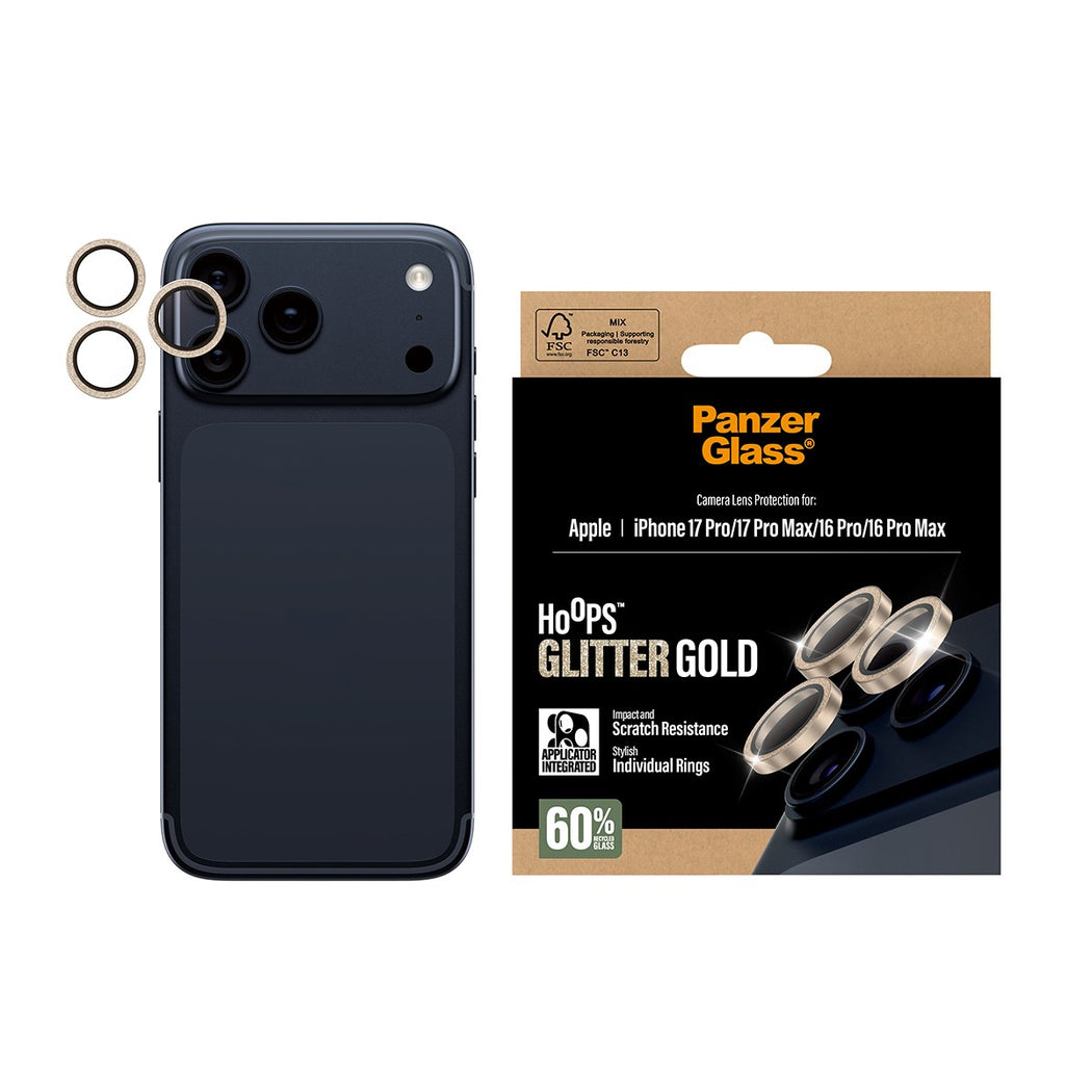 iPhone 16 Pro Hoops Camera Lens Protector Glitter Gold