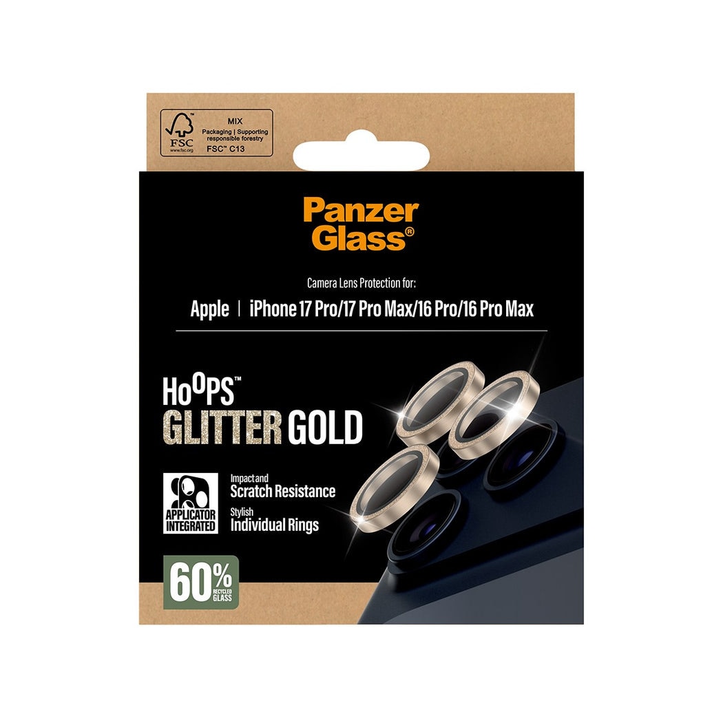 iPhone 16 Pro Hoops Camera Lens Protector Glitter Gold