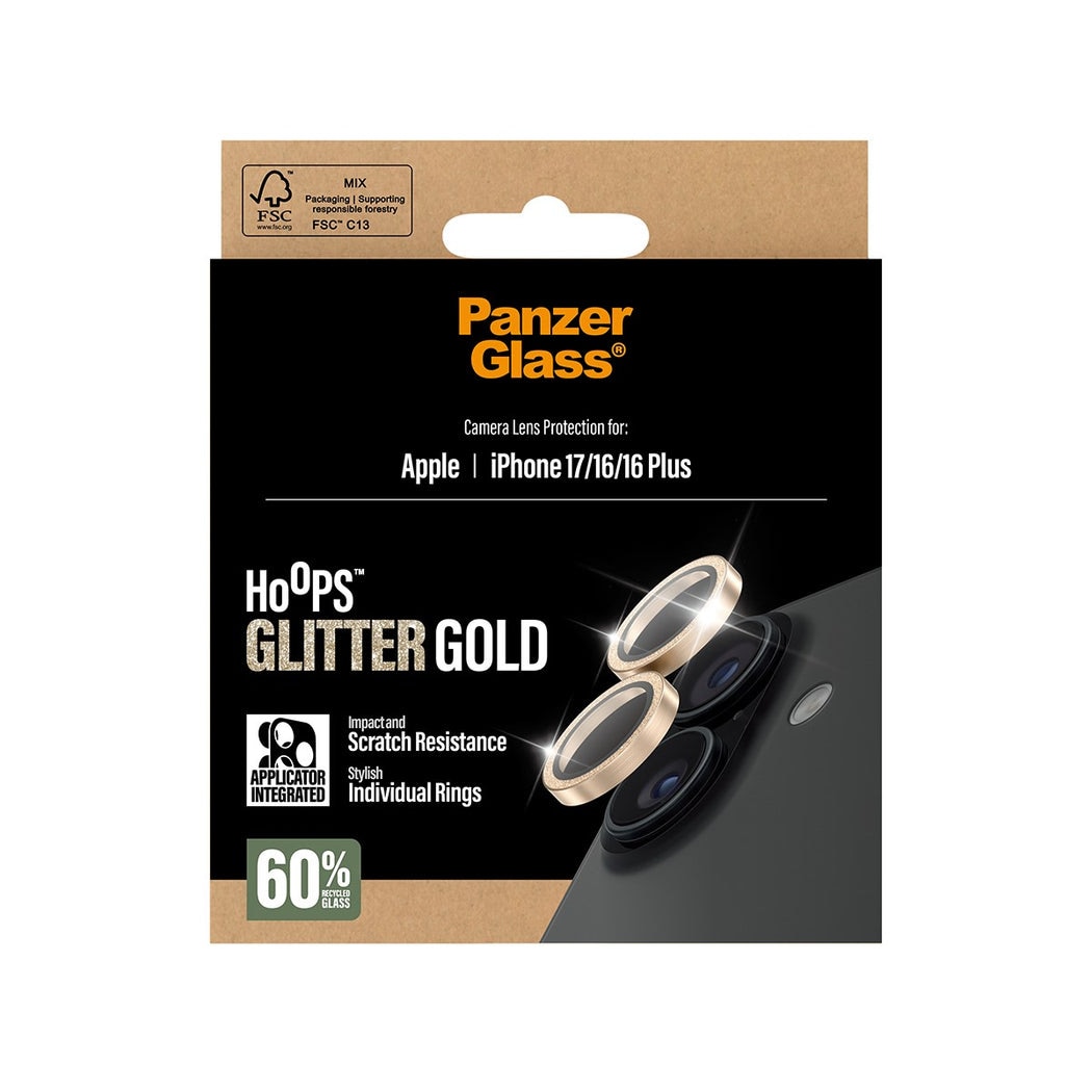 iPhone 16 Hoops Camera Lens Protector Glitter Gold