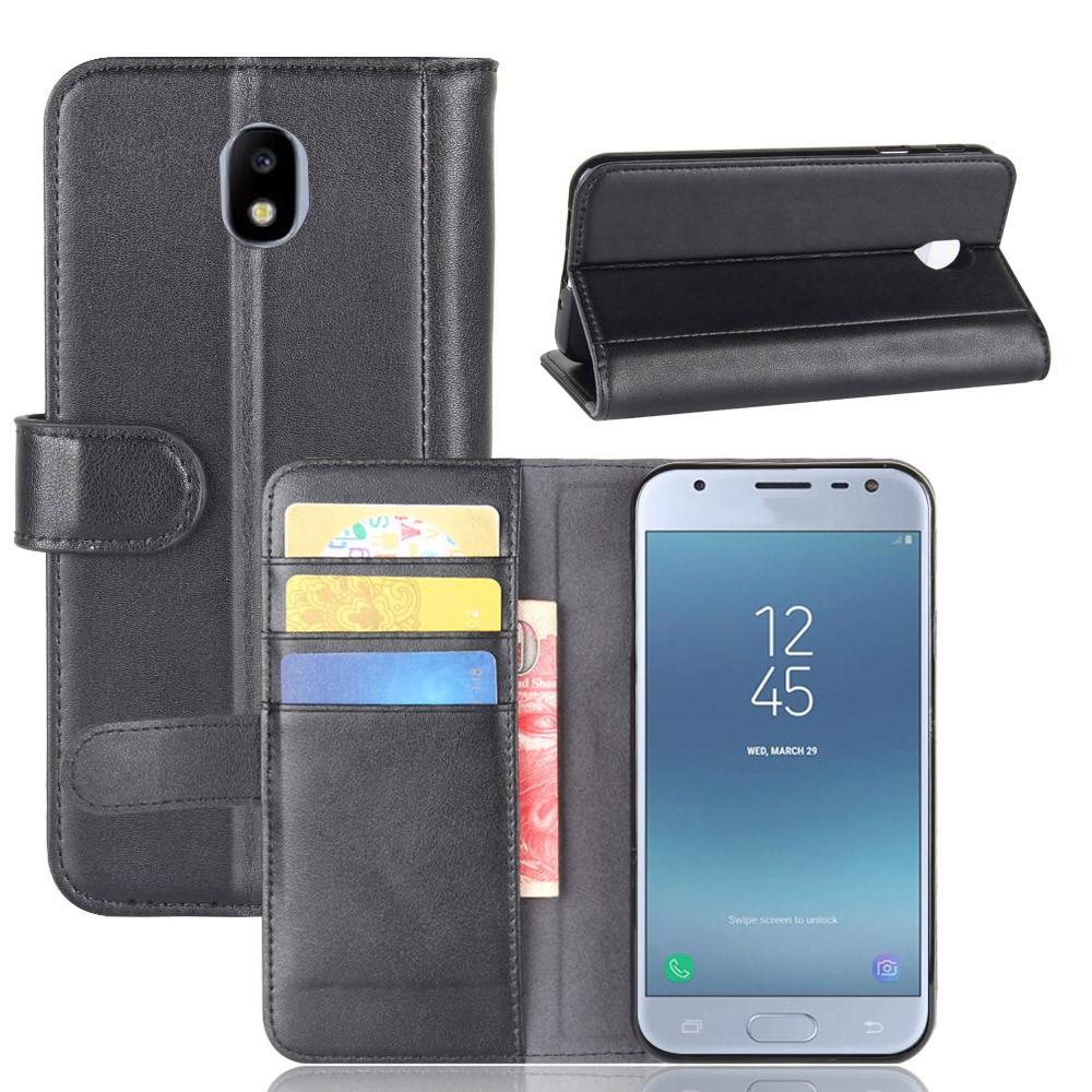 Ægte Læderetui Samsung Galaxy J3 2017 Sort