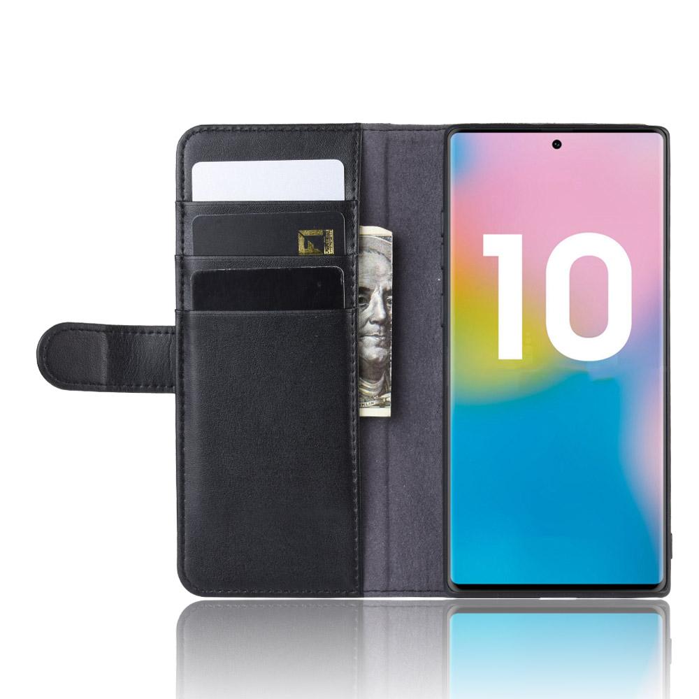 Ægte Læderetui Galaxy Note 10 Plus sort