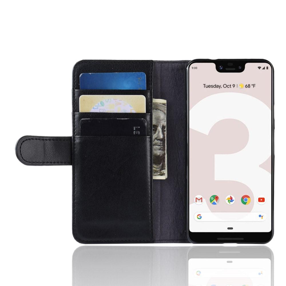 Ægte Læderetui Google Pixel 3a XL sort