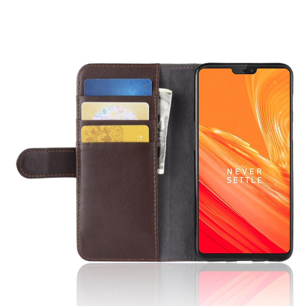 Ægte Læderetui  OnePlus 6 Brun