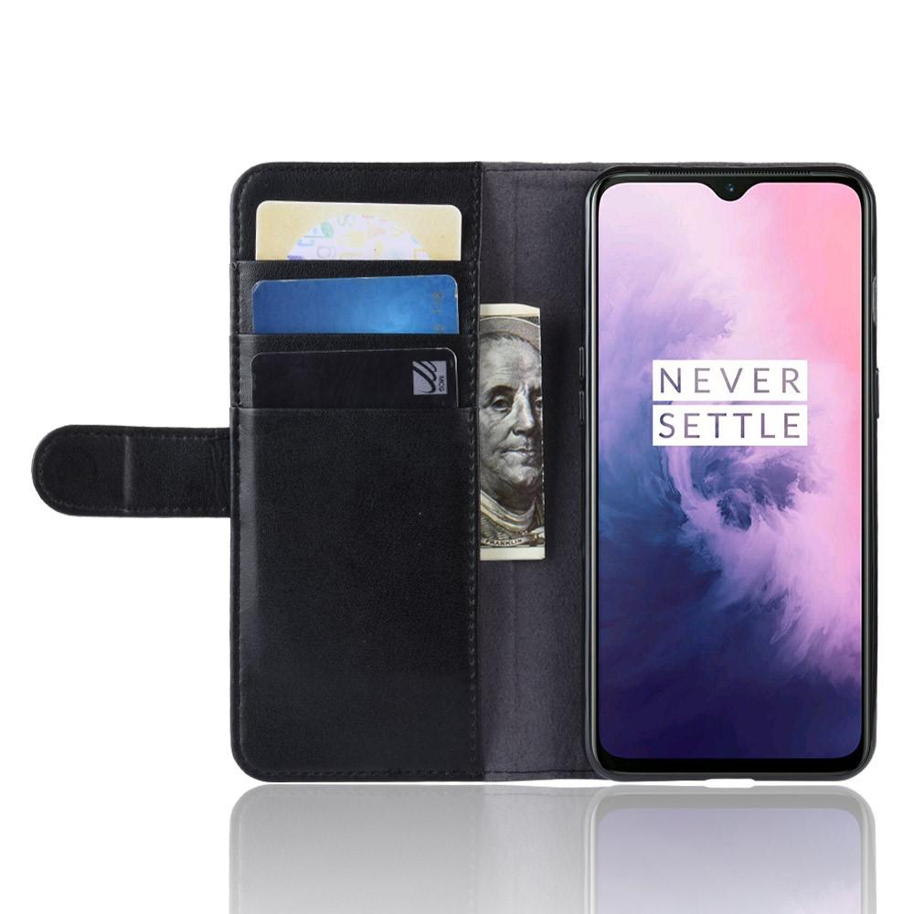 Ægte Læderetui OnePlus 7 sort