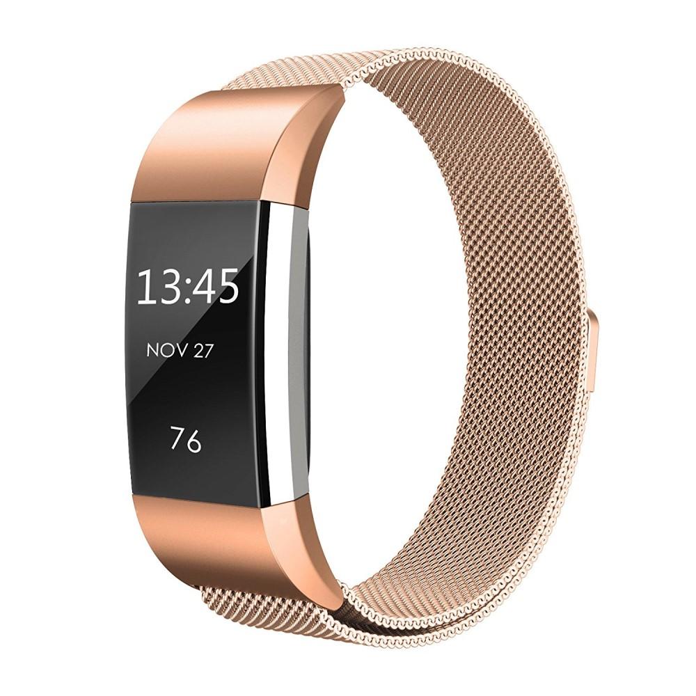 Armbånd Milanese Loop Fitbit Charge 2 rose guld