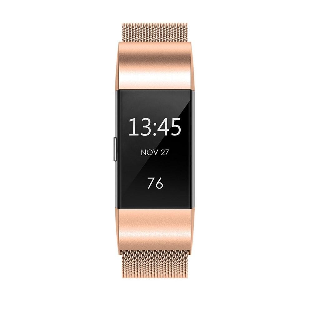 Armbånd Milanese Loop Fitbit Charge 2 rose guld