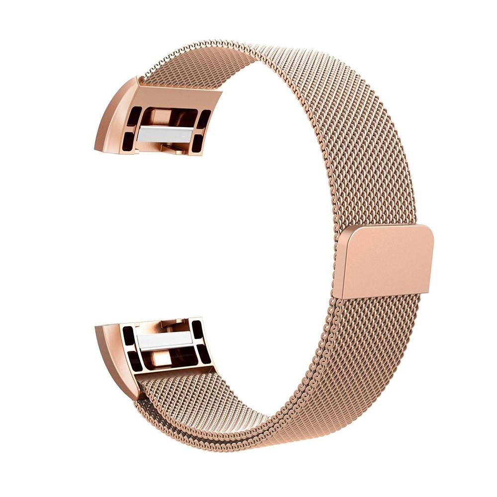 Armbånd Milanese Loop Fitbit Charge 2 rose guld