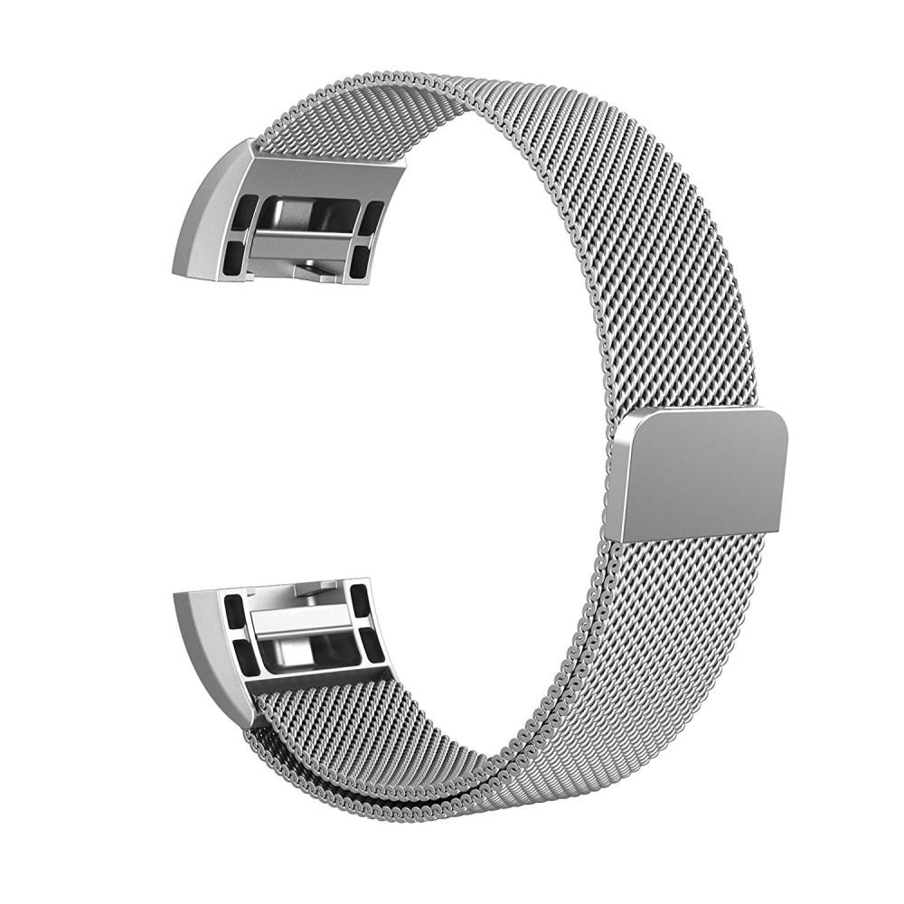 Smadre krone median Armbånd Milanese Loop Fitbit Charge 2 sølv - køb online