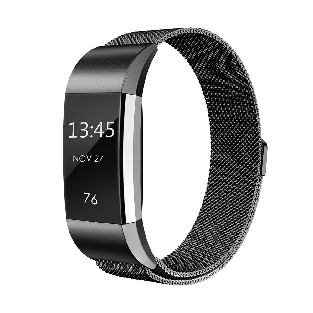 Armbånd Milanese Loop Fitbit Charge 2 sort