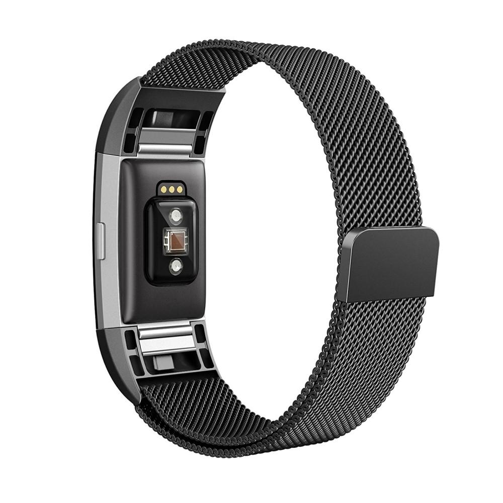 Armbånd Milanese Loop Fitbit Charge 2 sort