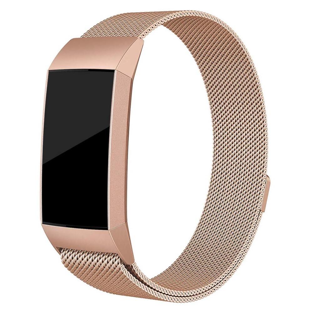 Armbånd Milanese Loop Fitbit Charge 3/4 rose guld