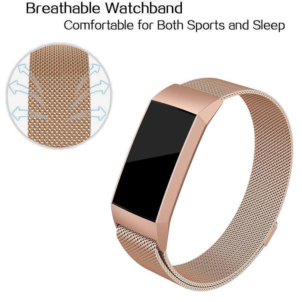 Armbånd Milanese Loop Fitbit Charge 3/4 rose guld