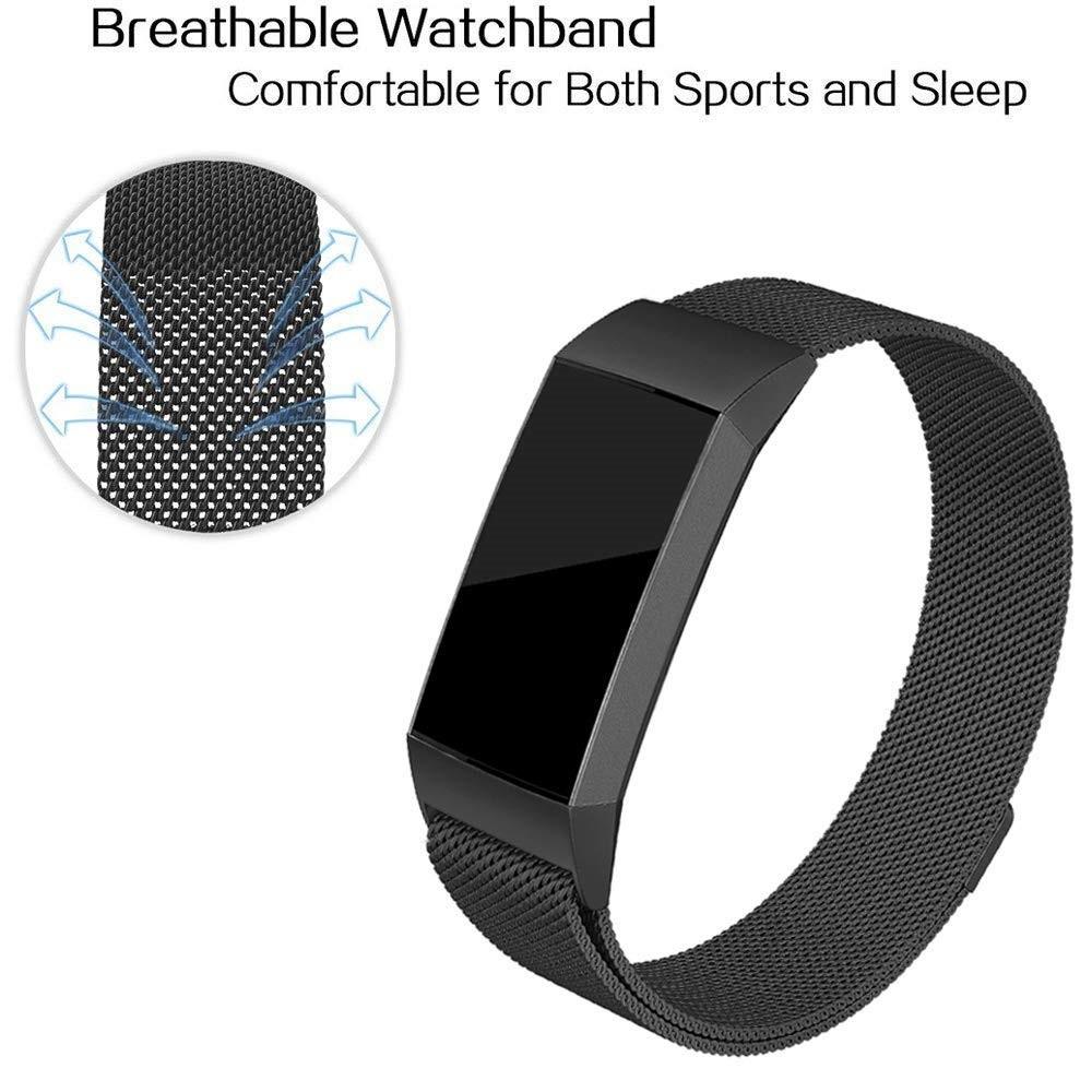 Armbånd Milanese Fitbit Charge 3/Charge 4 Sort