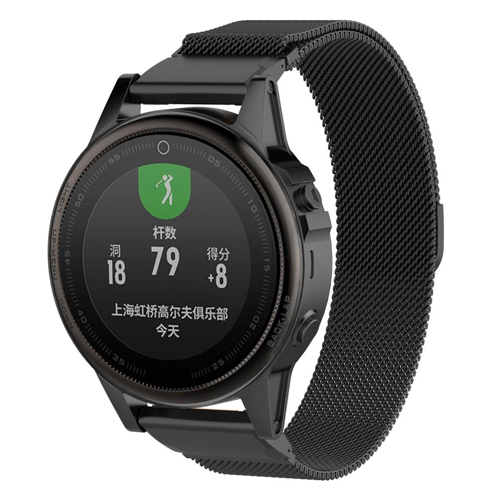 Armbånd Milanese Loop Garmin Fenix 7S sort