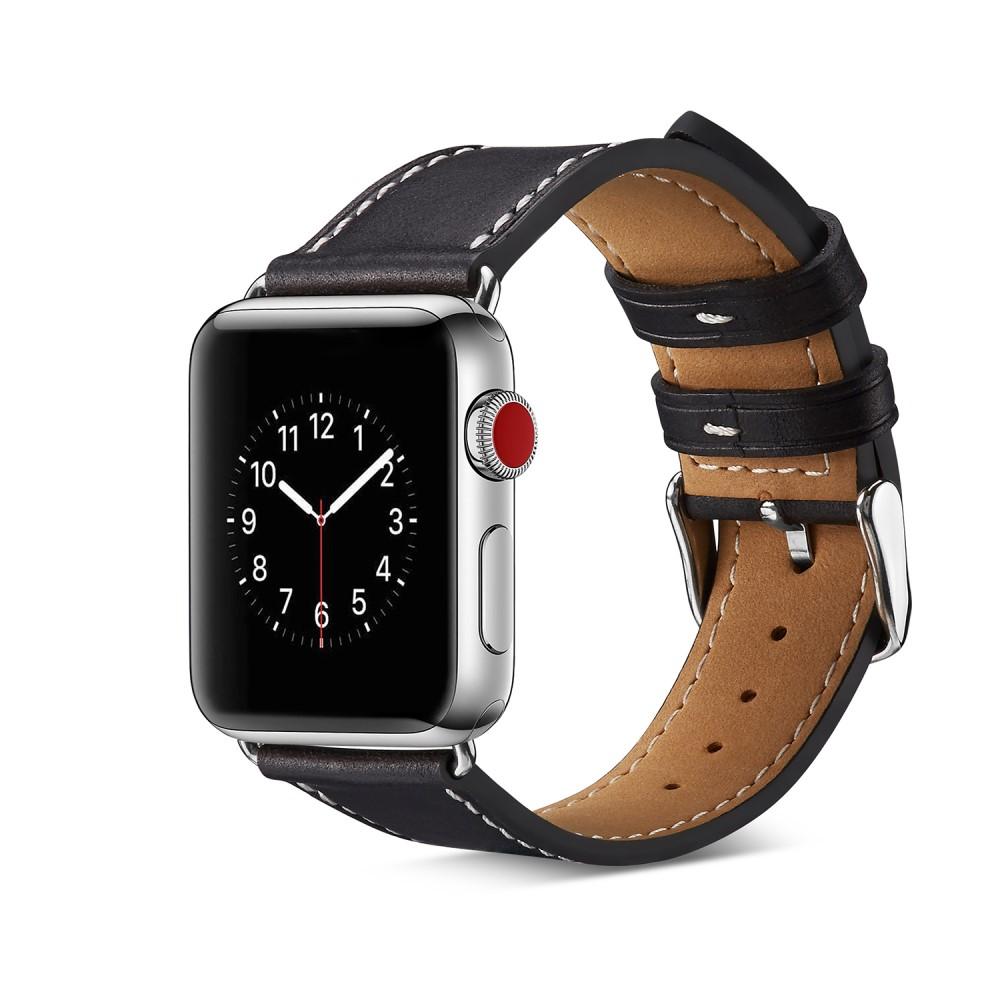 Læderrem Apple Watch 41mm Series 8 sort