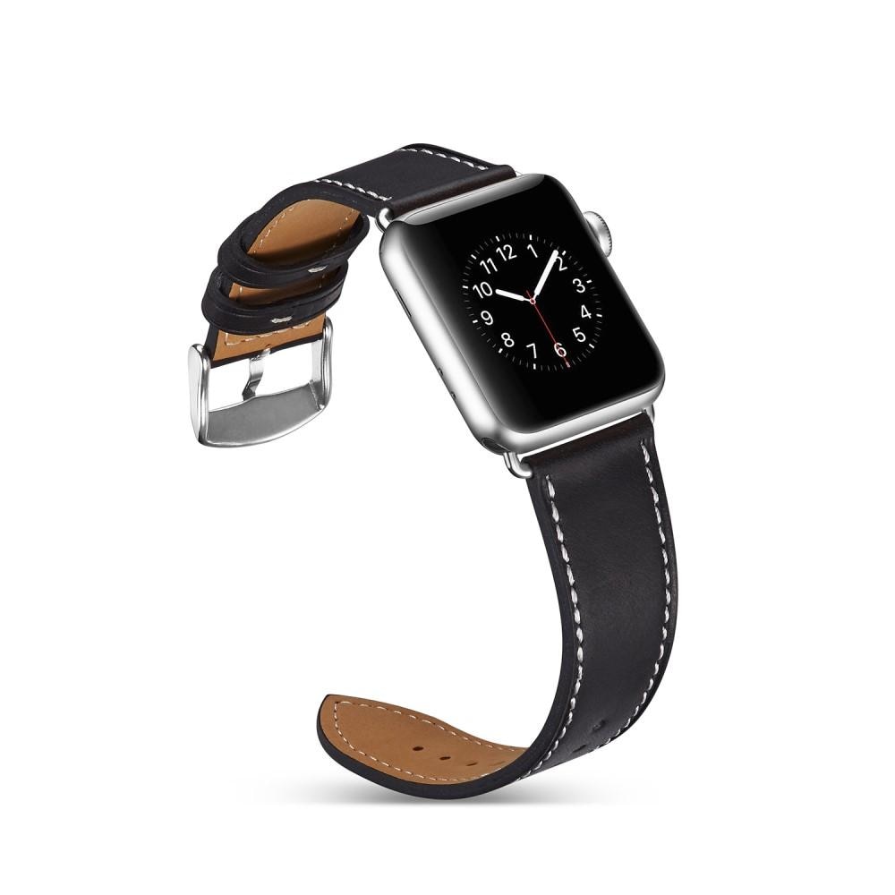 Læderrem Apple Watch 41mm Series 8 sort