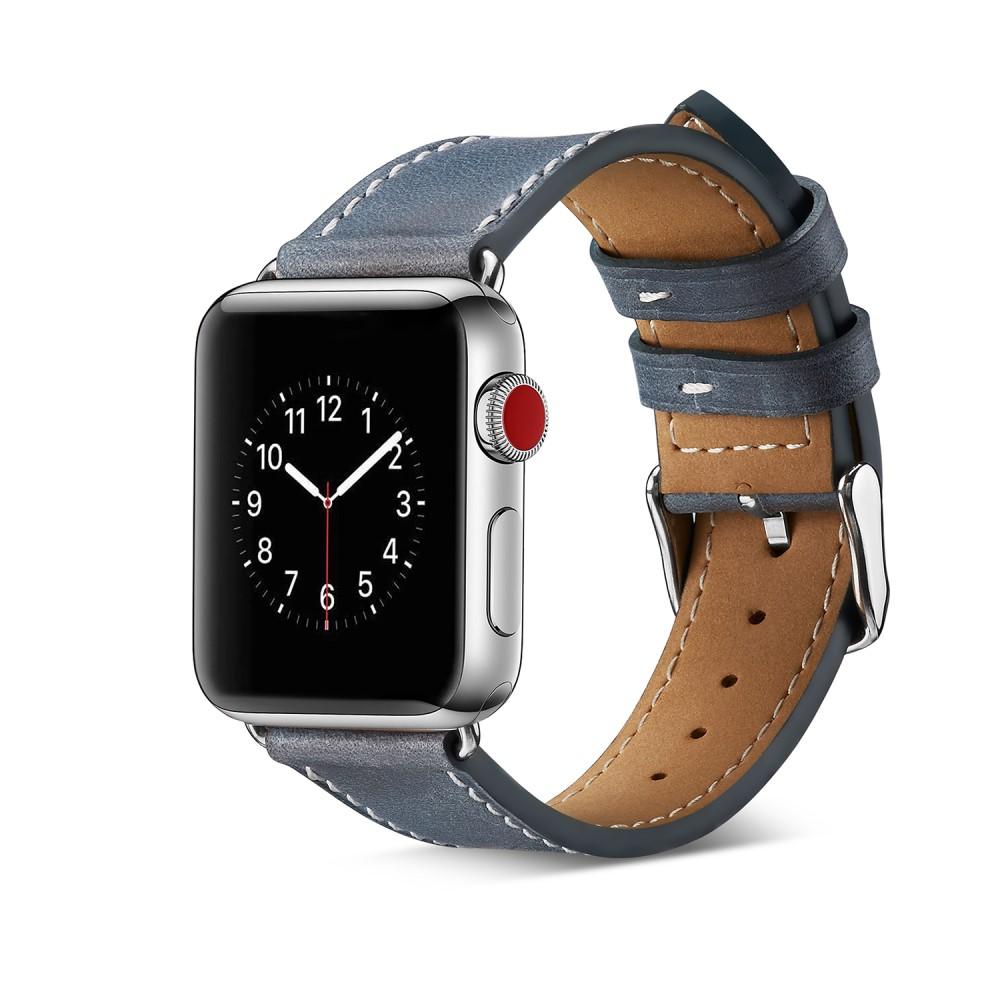 Læderrem Apple Watch 45mm Series 8 blå