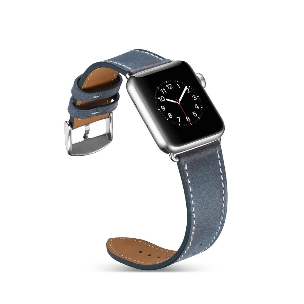 Læderrem Apple Watch 45mm Series 8 blå