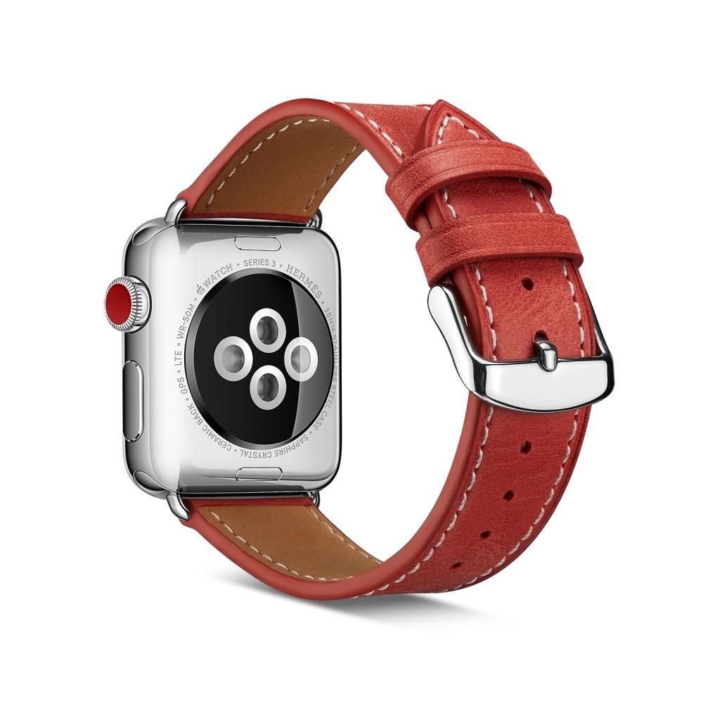 Læderrem Apple Watch 41mm Series 8 rød