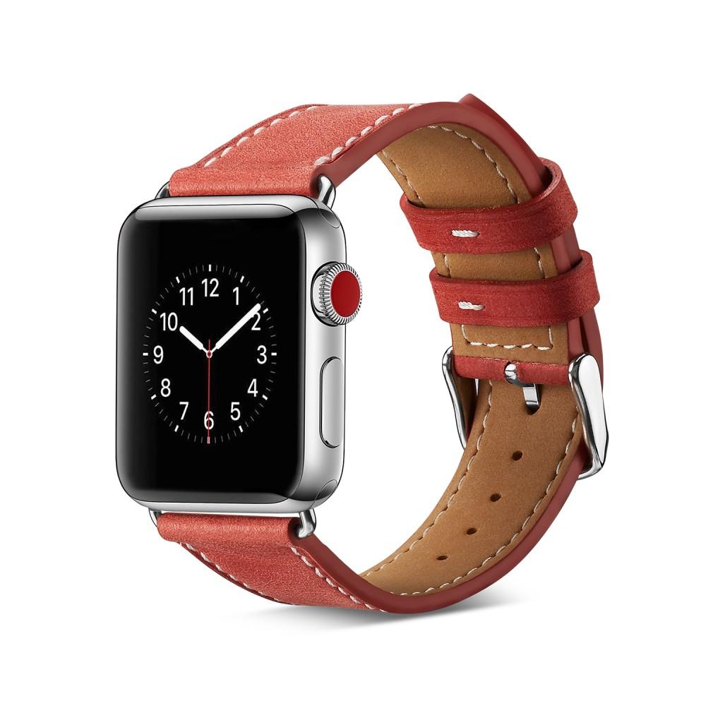 Læderrem Apple Watch 41mm Series 8 rød