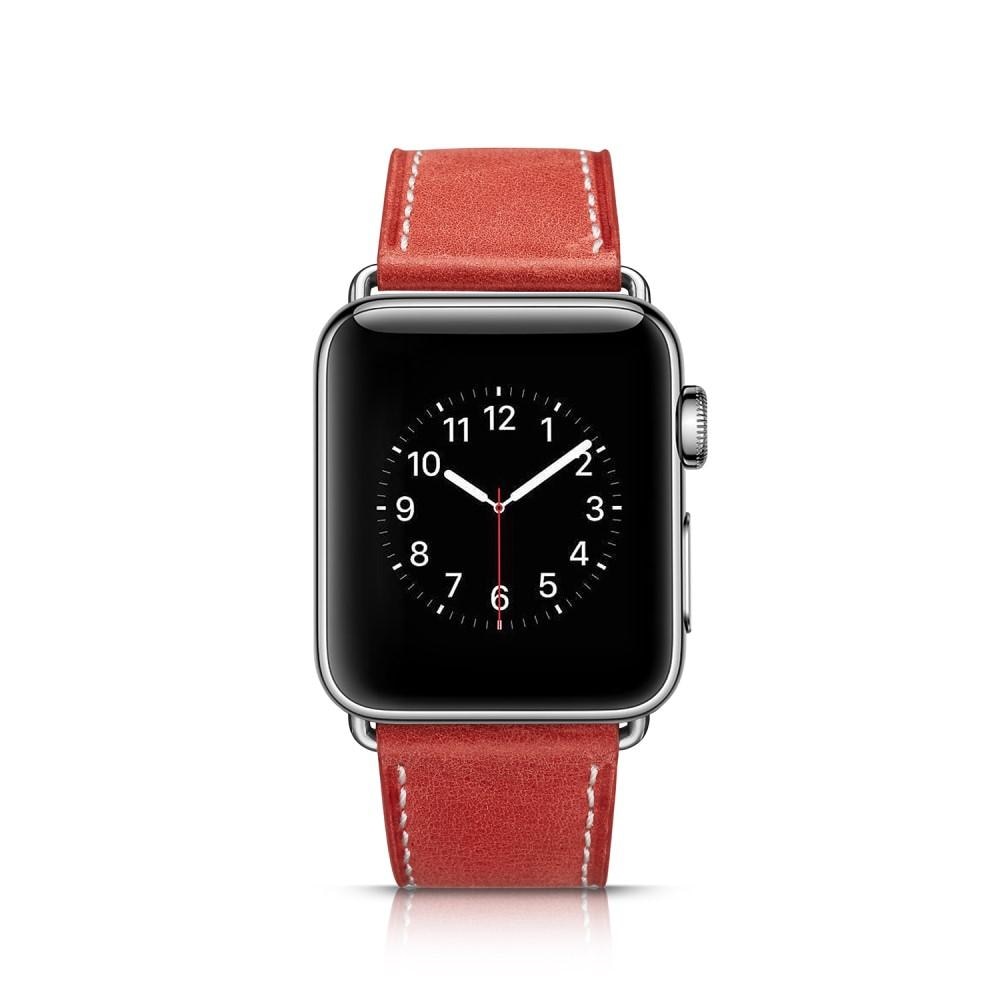 Læderrem Apple Watch 42/44/45 mm rød