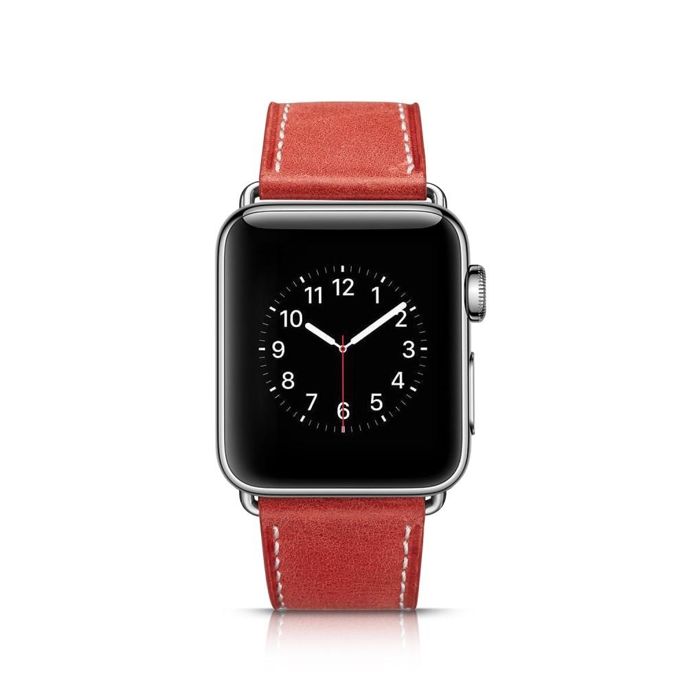 Læderrem Apple Watch 41mm Series 8 rød