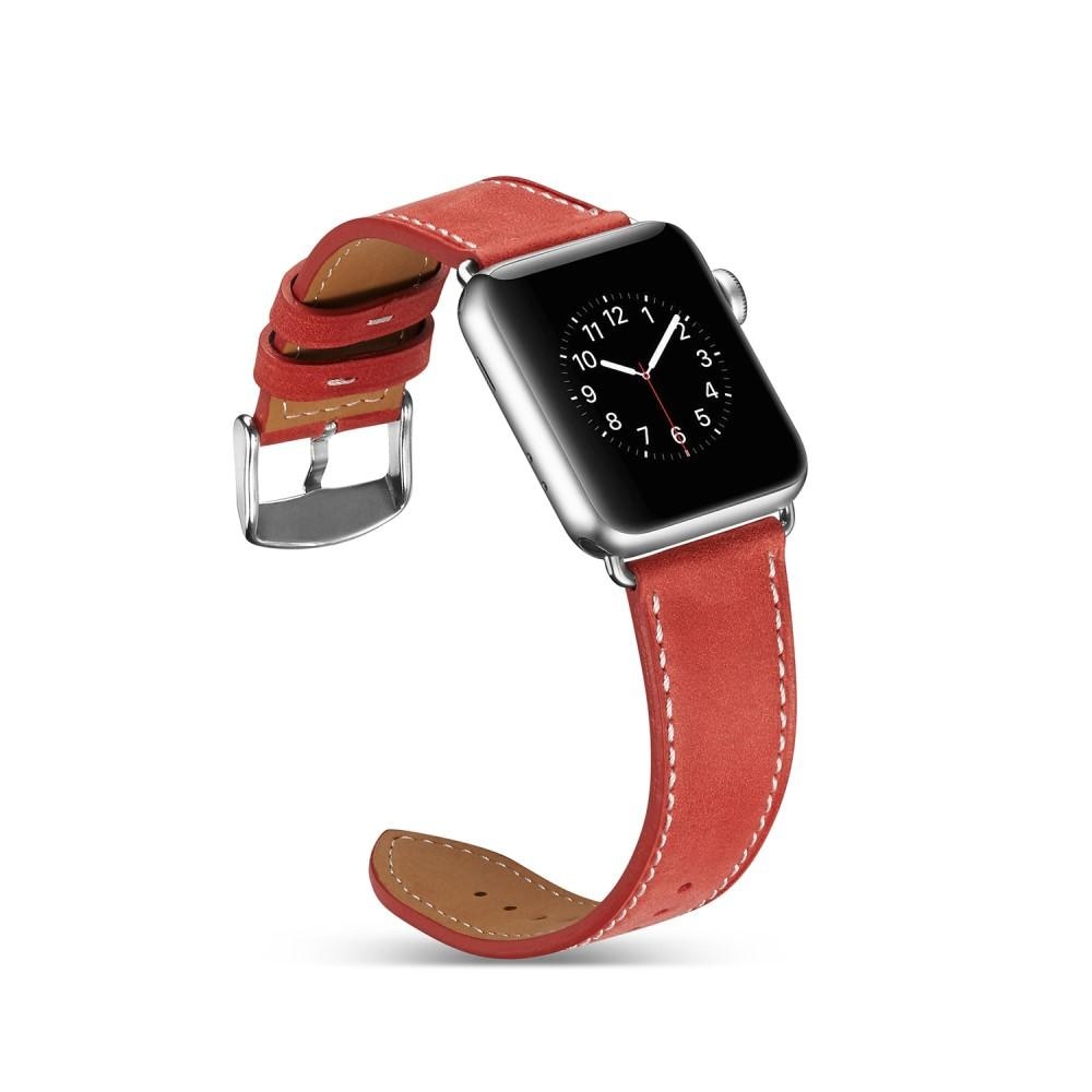 Læderrem Apple Watch 42/44/45 mm rød