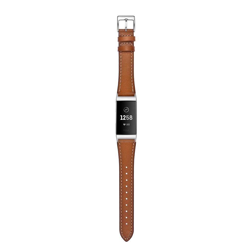 Læderrem Fitbit Charge 3/Charge 4 Brun