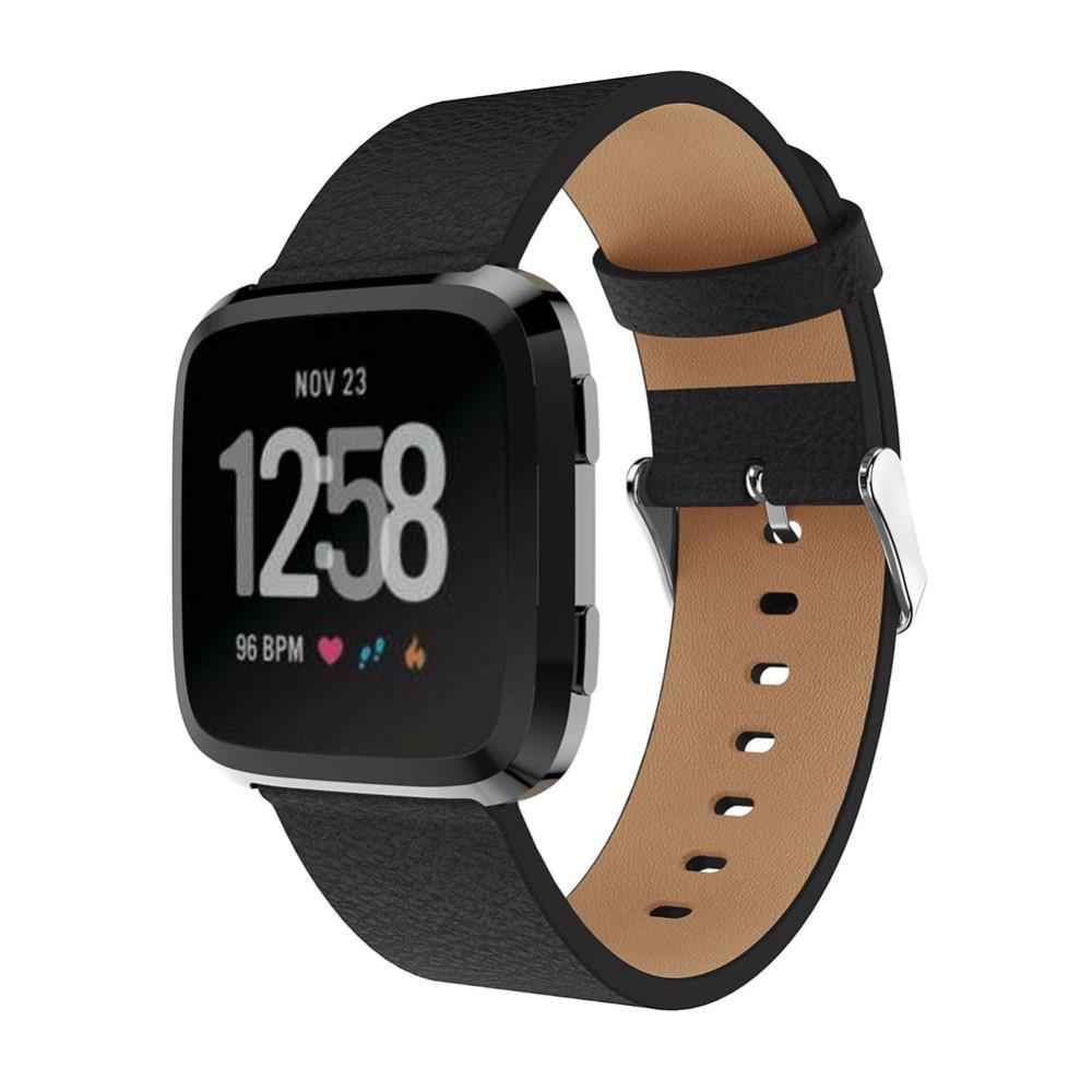 Læderrem Fitbit Versa/Versa 2 sort