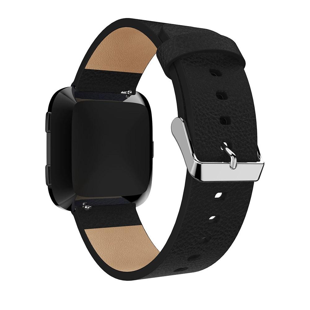 Læderrem Fitbit Versa/Versa 2 sort