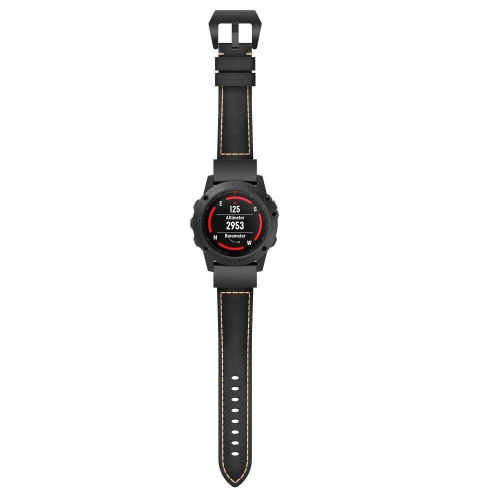 Læderrem Garmin Fenix 6 sort