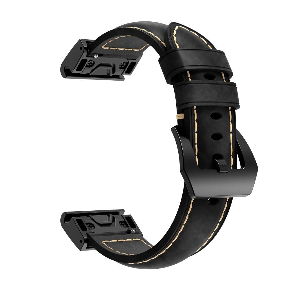 Læderrem Garmin Fenix 5S/5S Plus/6S/6S Pro/7S sort